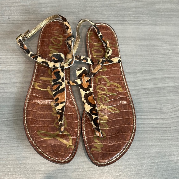 Sam Edelman Gigi Calf Skin Sandals in Nude Leopard Size 8.5 - Picture 2 of 4